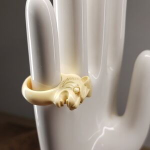Vintage Carved Ivory Color Collectible Ring